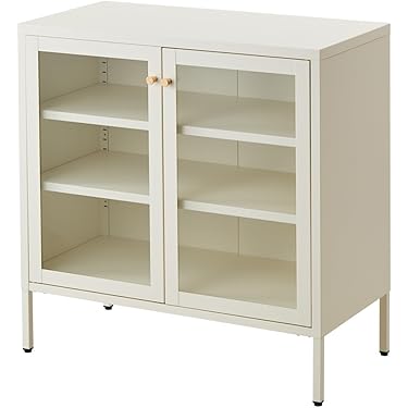 ガラス扉付きディスプレイキャビネット ガラス扉キャビネット 4扉タイプ キャビネット おしゃれ Toffy